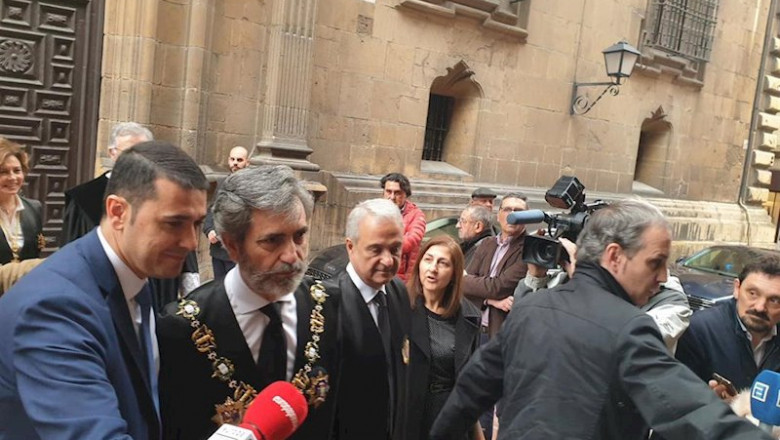 El presidente del Tribunal Supremo de España y del Consejo General del Poder Judicial, Carlos Lesmes, a su llegada al Tribunal Superior de Justicia de Asturias | EUROPA PRESS ep el presidente del tribunal supremo de espana y del consejo general del poder judicial carlos