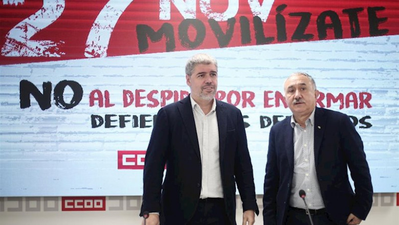 El secretario general de CC.OO, Unai Sordo, y el de UGT, Pepe Álvarez, en una imagen de archivo. | Eduardo Parra - Europa Press - Archivo ep el secretario general de ccoo unai sordo y el de ugt pepe alvarez en una imagen de archivo