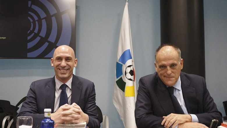 ep luis rubiales y javier tebas antes de la asamblea gerneral extraordinaria ep luis rubiales y javier tebas antes de la asamblea gerneral extraordinaria