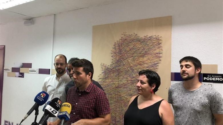 Podemos ha presentado hoy el preacuerdo de gobierno alcanzado con el PSOE que recoge 132 medidas para Aragón. | EUROPA PRESS ep podemospresentado hoypreacuerdogobierno alcanzadopsoerecoge 132 medidasaragon