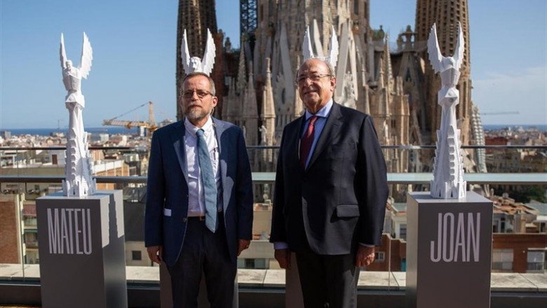El arquitecto director de las obras de la Sagrada Familia y el presidente delegado del complejo, Jordi Faulí y Esteve Camps presentan la evolución de las obras de la basílica, en Barcelona, a 19 de septiembre de 2019. | David Zorrakino - Europa Press ep el arquitecto director de las obras de la sagrada familia y el presidente delegado del complejo