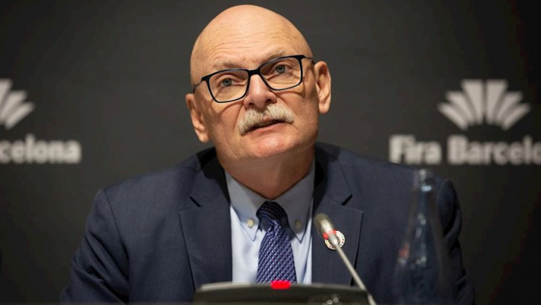 El consejero delegado de la GSMA, John Hoffman, en rueda de prensa el 13 de febrero de 2020. | DAVUD ZORRAKINO - EUROPA PRESS ep el consejero delegado de la gsma john hoffman en rueda de prensa el 13 de febrero de 2020
