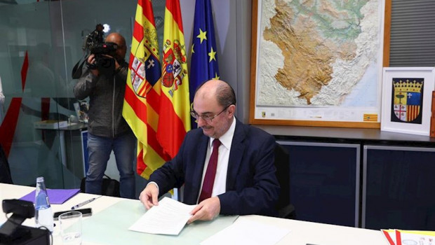 ep el presidente de aragon javier lamban participa en la videoconferencia de presidentes autonomicos