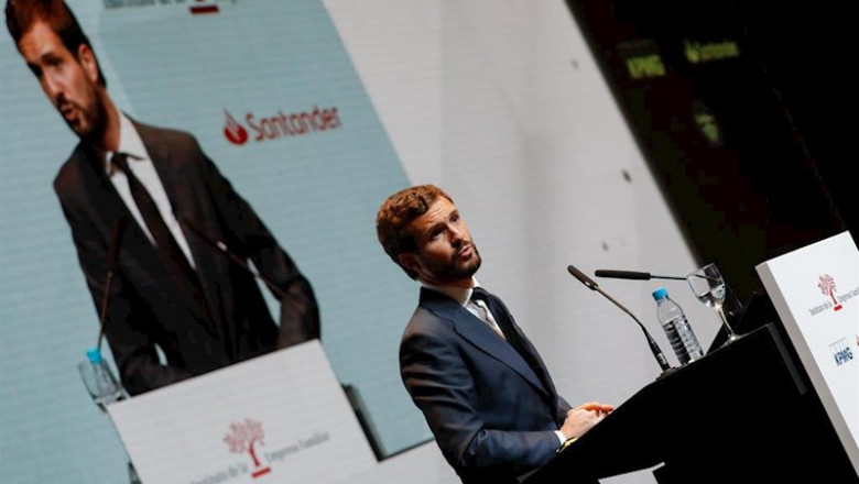 El presidente del PP, Pablo Casado, durante su intervención en el XXII Congreso Nacional de la Empresa Familiar, en Murcia (España), a 29 de octubre de 2019. | Edu Botella - Europa Press ep el presidente del pp pablo casado durante su intervencion en el xxii congreso nacional de la