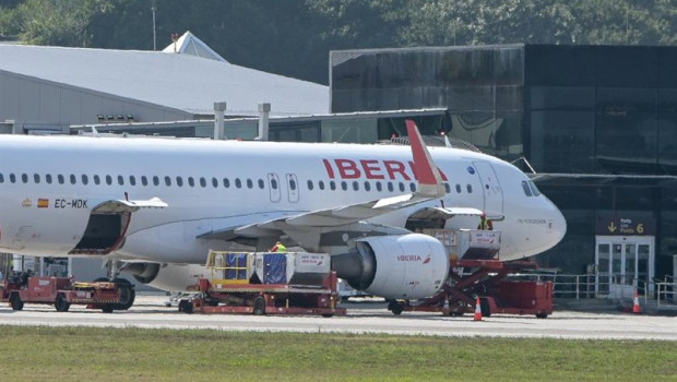 ep archivo   avion de iberia en el aeropuerto de alvedro a 19 de agosto de 2024 en a coruna galicia