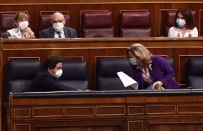 ep el diputado del psoe pedro casares y la vicepresidenta tercera del gobierno nadia calvino durante