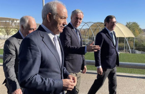 ep el presidente del gobierno de aragon jorge azcon con el presidente de ceoe antonio garamendi y el