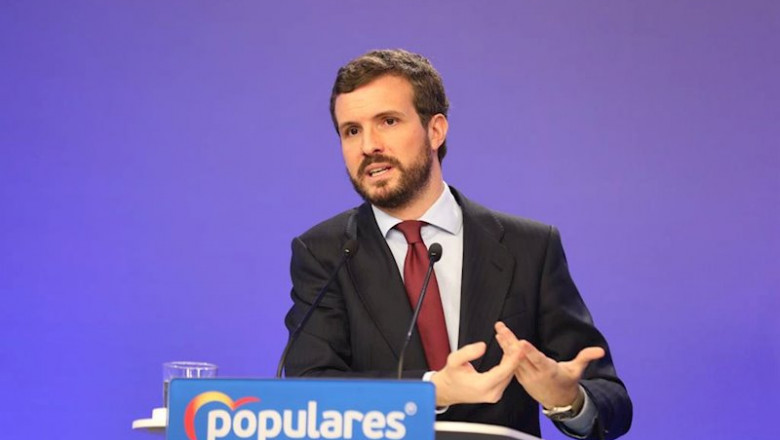 El presidente del Partido Popular, Pablo Casado, en la rueda de prensa posterior al Comité de Dirección del PP. | Marta Fernández Jara - Europa Press ep el presidente del partido popular pablo casado en la rueda de prensa posterior al comite de