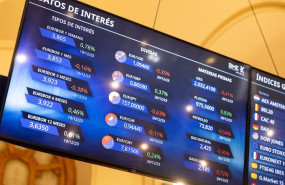 ep un panel del ibex 35 en el palacio de la bolsa a 21 de diciembre de 2023 en madrid espana