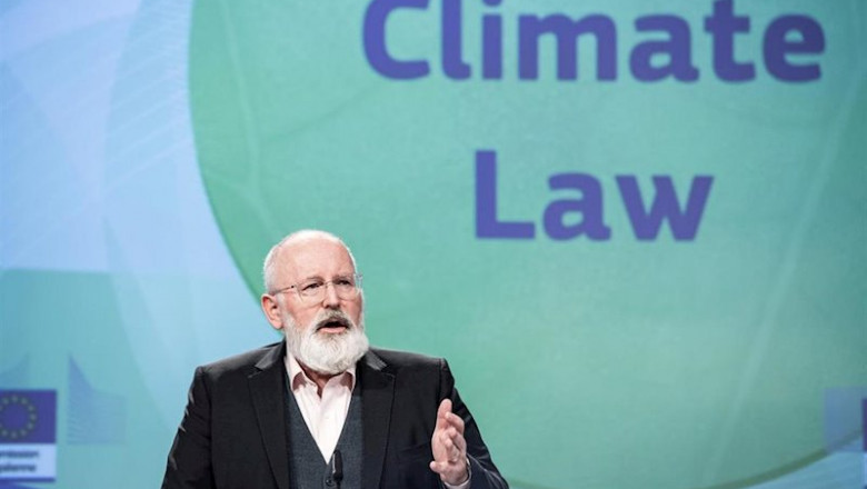 HANDOUT - 04 March 2020, Belgium, Brussels: European Commission Vice President Frans Timmermans speaks during a press conference on the European Climate Law at the EU headquarters. Photo: Lukasz Kobus/European Commission/dpa - ATTENTION: editorial use onl | Lukasz Kobus/European Commission / DPA ep dpa - attention editorial use onl