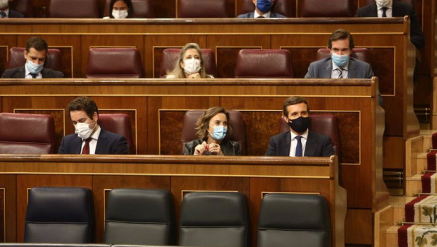ep el secretario general del pp teodoro garcia egea la portavoz el grupo popular cuca gamarra y el