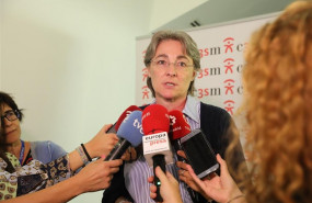 ep la concejala del ayuntamiento de madrid marta higueras dando declaraciones a los medios de
