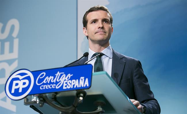 Rueda de prensa del vicesecretario de Comunición del PP, Pablo Casado | EUROPA PRESS ep ruedaprensavicesecretariocomunicionpp pablo casado 20180424122210