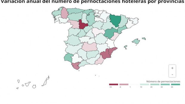 ep variacion anual del n de pernoctaciones hoteleras por provincias en enero de 2020 ine