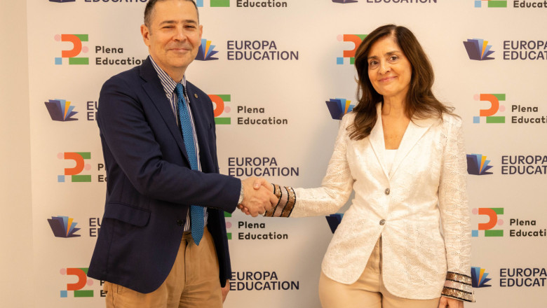 otilia de la fuente ceo de europa education group junto a alessandro montel ceo de plena education 20261001181617 