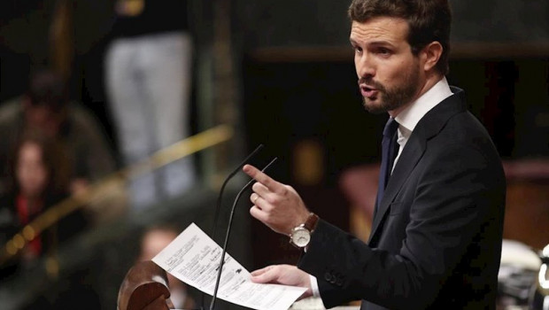 ep el presidente del pp pablo casado interviene desde la tribuna del congreso de los diputados en la