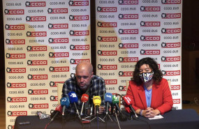 ep el secretario general de ccoo unai sordo y la secretaria general de ccoo de euskadi loli garcia