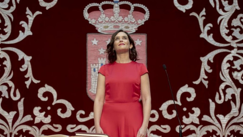 Imagen de archivo de la presidenta Comunidad De Madrid, Isabel Díaz Ayuso, durante su toma de posesión. | COMUNIDAD DE MADRID ep imagen de archivo de la presidenta comunidad de madrid isabel diaz ayuso durante su toma de
