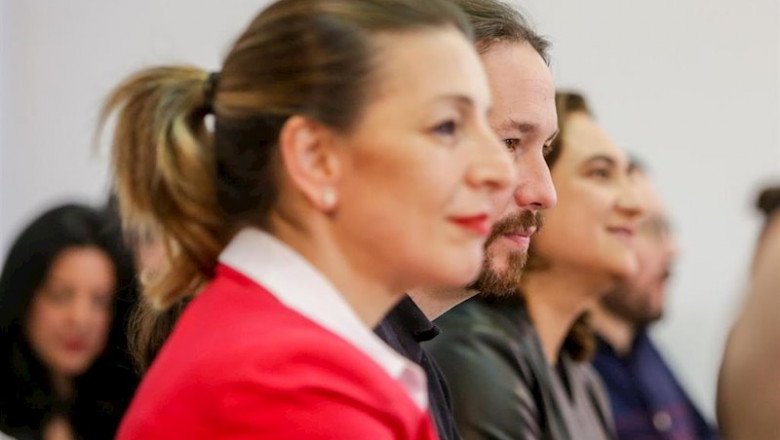 La ministra de Trabajo y Economía Social, Yolanda Díaz, y el vicepresidente segundo del Gobierno, Pablo Iglesias, durante un encuentro confederal de Unidas Podemos | Ricardo Rubio - Europa Press ep la ministra de trabajo y economia social yolanda diaz y el vicepresidente segundo del gobierno