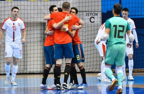 ep la seleccion espanola de futbol sala celebra un gol durante la fase de clasificacion para el