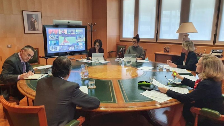 La vicepresidenta tercera del Gobierno y ministra de Asuntos Económicos y Transformación Digital, Nadia Calviño, participa en el Consejo Europeo de ministros de Telecomunicacione | MINISTERIO DE ASUNTOS ECONÓMICOS Y TD ep la vicepresidenta tercera del gobierno y ministra de asuntos economicos y transformacion digital 20200506175003