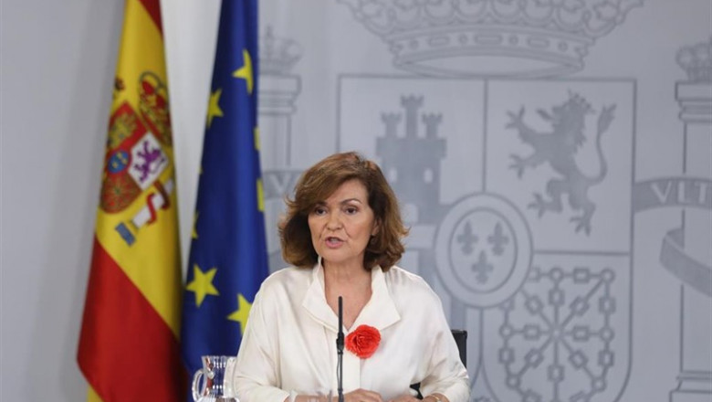 ep la vicepresidentagovernfuncions carmen calvo compareix davant els mitjanscomunicacio despresla reunio del consellministresmoncloa celebradadia despresla segona votacio fallidala investiduracandidat socialistal
