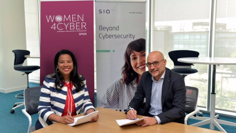 ep archivo   la presidenta de women4cyber spain eduvigis ortiz y el consejero delegado de sia