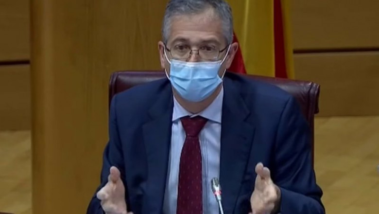 El gobernador del Banco de España, Pablo Hernández de Cos, durante su intervención ante la Comisión de Presupuestos del Senado para informar sobre el Proyecto de PResupuestos Generales del Estado para 2022. | SENADO ep el gobernador del banco de espana pablo hernandez de cos durante su intervencion ante la comision