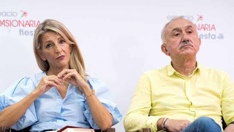ep la vicepresidenta segunda y ministra de trabajo yolanda diaz y el secretario general de ugt pepe
