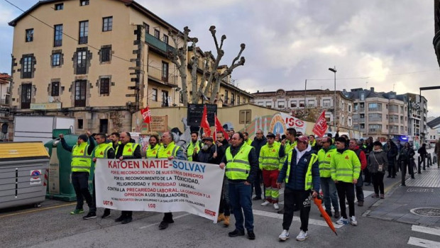 ep manifestacion de la plantilla de katoen natie el pasado 23 de diciembre en torrelavega