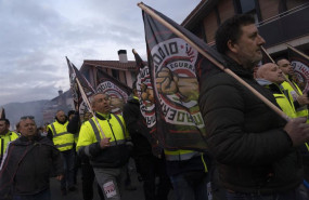 ep trabajadores de la plantilla de tubos reunidos durante una manifestacion el 20 de febrero de este