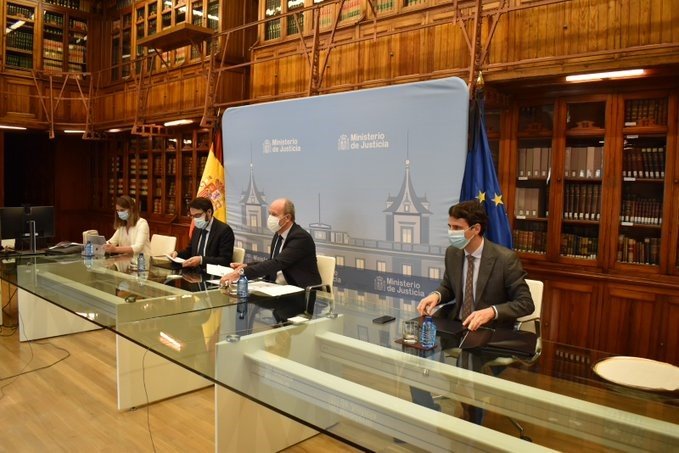 El ministro de Justicia, Juan Carlos Campo, durante la reunión de la Comisión de Coordinación de Crisis del covid-19 en la Administración de Justicia | Ministerio de Justicia ep el ministro de justicia juan carlos campo durante la reunion de la comision de coordinacion de