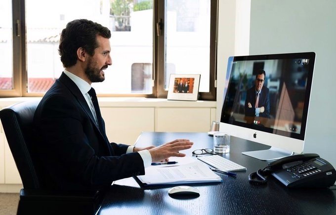 DAVID MUDARRA (PP) ep el presidente del pp pablo casado se reune por videoconferencia con el presidente de la ceoe
