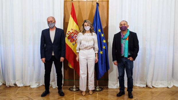 ep el secretario general del sindicato ccoo unai sordo la vicepresidenta segunda del gobierno y