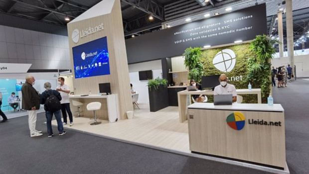 ep estand de lleidanet en el mobile world congress en el recinto de gran via de fira de barcelona en
