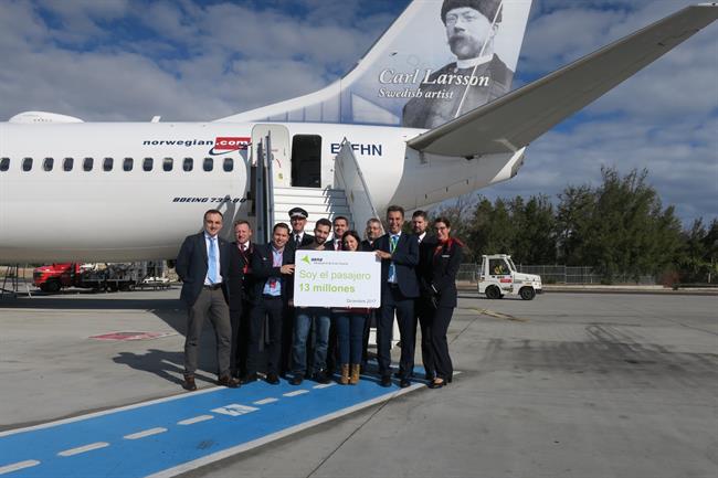 Llegada del pasajero 13 millones al Aeropuerto de Gran Canaria | CEDIDO POR AENA ep llegadapasajero 13 millonesaeropuertogran canaria