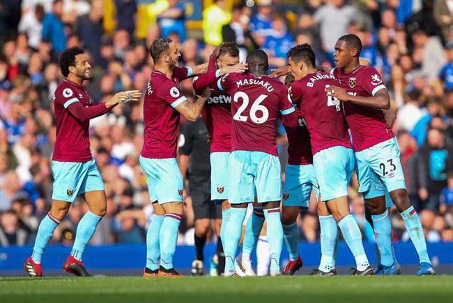 Los futbolistas del West Ham celebran su victoria en Goodison Park | @WESTHAMUTD ep los futbolistaswest ham celebranvictoriagoodison park