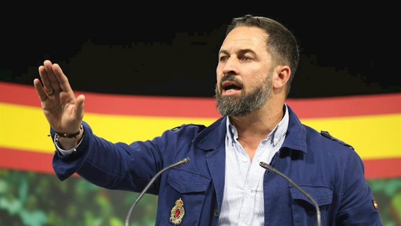 ep acto publico de vox en la imagen el presidente de vox santiago abascal durante su intervencion en