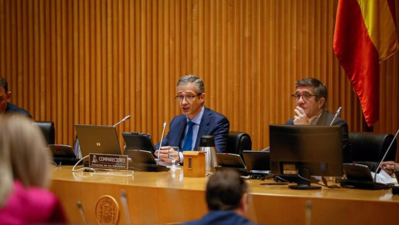 El gobernador del Banco de España, Pablo Hernández de Cos, en su última comparecencia ante el Congreso, ante la Comisión para la reconstrucción | Congreso de los Diputados - Archivo ep el gobernador del banco de espana pablo hernandez de cos en su ultima comparecencia ante el