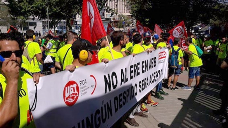 Trabajadores de ABB se manifiestan en Madrid en contra del ERE | UGT ep trabajadoresabbmanifiestanmadridcontraere