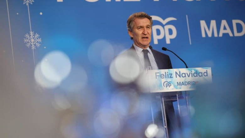 ep el presidente del partido popular alberto nunez feijoo interviene durante la cena de navidad del