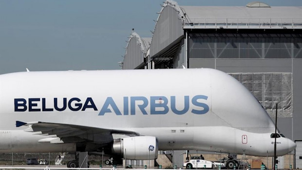 ep avion beluga de airbus en la sede de la empresa en getafe en madrid espana a 21 de febrero de