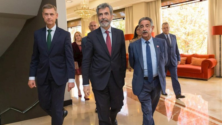 ep el presidente del supremo carlos lesmes con revilla y lopez del moral en el acto de apertura de