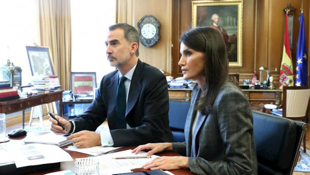 ep los reyes letizia y felipe vi durante una videoconferencia con responsables de la oms el pasado 8