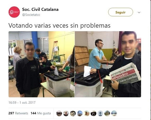 Un miembro de Sociedad Civil Catalana vota dos veces en colegios distintos | SOCIEDAD CIVIL CATALANA ep un miembrosociedad civil catalana votavecescolegios distintos