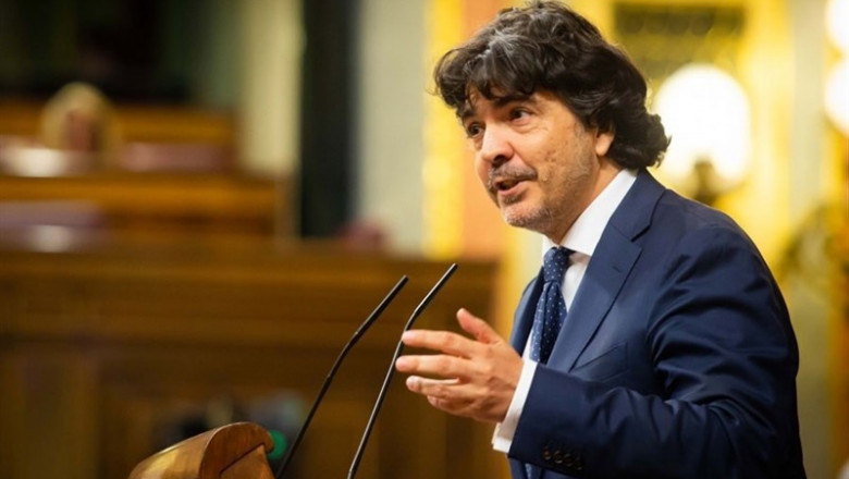 El portavoz de Hacienda del PP, Mario Garcés, durante su interpelación a la ministra María Jesús Montero en la sesión de control al Gobierno el pasado miércoles | CONGRESO ep el portavoz de hacienda del pp mario garces durante su interpelacion a la ministra maria jesus