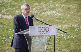 ep el presidente del coi thomas bach durante el discurso antes del encendido de la llama olimpica de