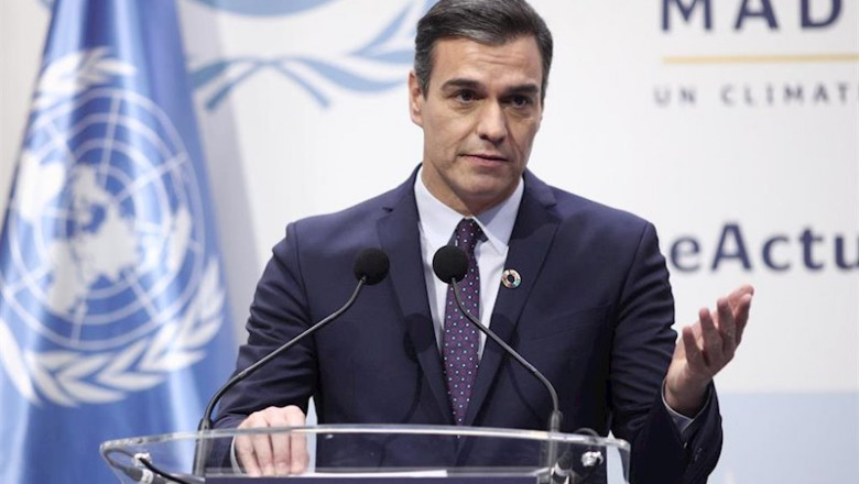 El presidente del Gobierno en funciones, Pedro Sánchez ofrece una rueda de prensa durante la primera jornada de la Conferencia de Naciones Unidas sobre el Cambio Climático (COP25), en Madrid (España), a 2 de diciembre de 2019. | Eduardo Parra - Europa Press ep el presidente del gobierno en funciones pedro sanchez ofrece una rueda de prensa durante la