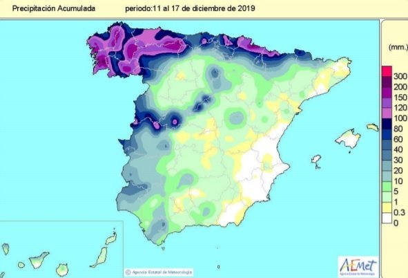 ep las lluvias acumuladas desde octubre al 17 de diciembre superan en un 14 el valor normal para