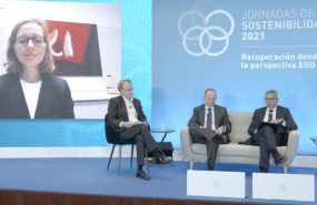 ep archivo   jornada de sostenibilidad 2021 de red electrica de izq a dcha birthe bruhn leon del